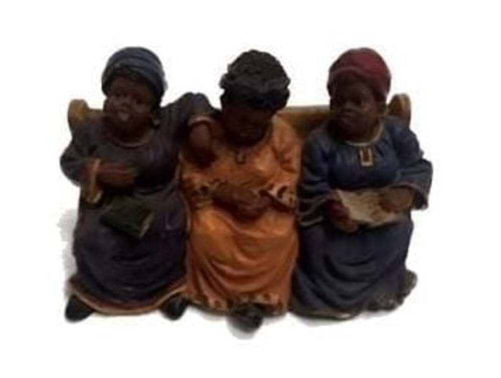 UTI Ebony Treasures African American Three Church Ladies on Pew Figurine